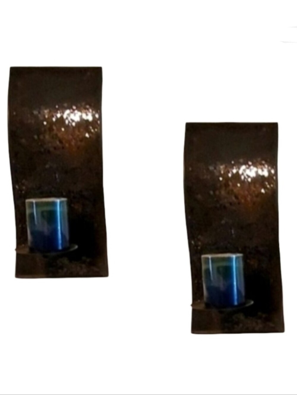 Huge Sparkling Dark Brown Decor Crackle Glass Wall Mount Votive Candle Holders